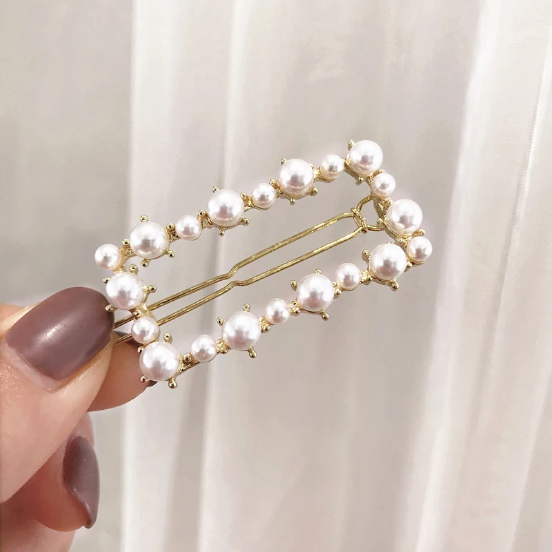 Fashion Hollow Pearl Elegant HAIR CLIPS Hair Accessories Golden Flakes Acetate Hair Clip FOR Girl