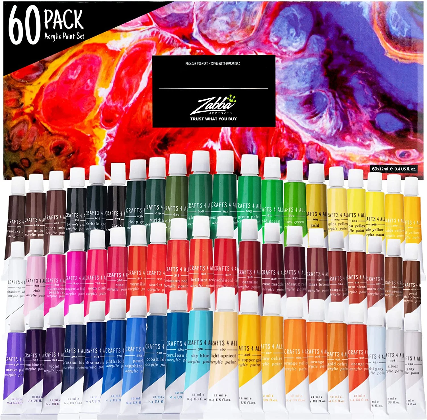 
Professional Craft 24 Acrylic Paint Set EN71 ASTM MSDS Certificated Art Rangers Acrylic Color Set Water Based Acrylic Paint  (1600157595944)