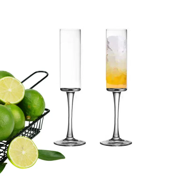 Clear Champagne Glasses Flute Goblet Lightweight Cylinder Champagne Glasses 200ml Crystal for Wedding Wine Country 10 Oz CN;CHO