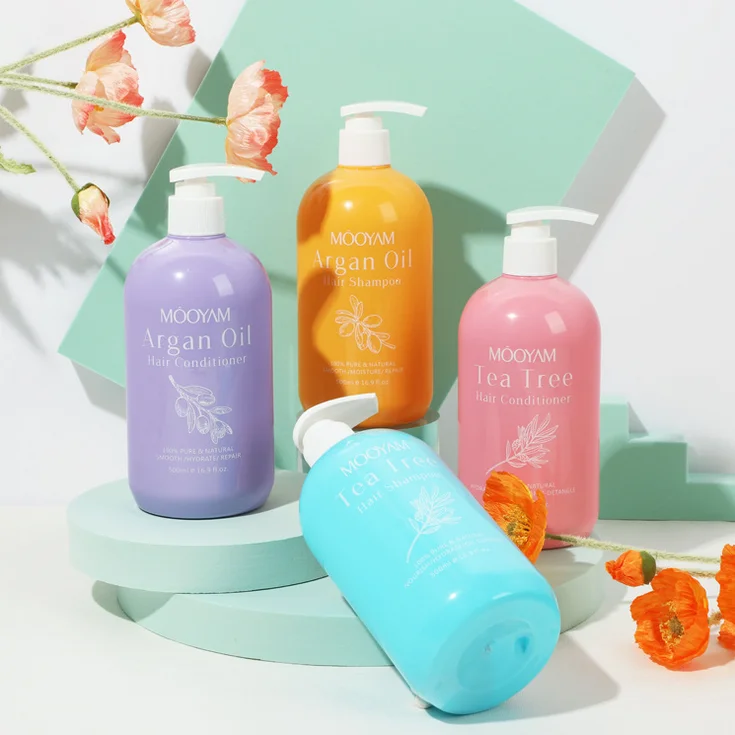 Hot sell natural organic private label hair growth smooth shampoo agran oil & tea tree oil shampoo and conditinoer set