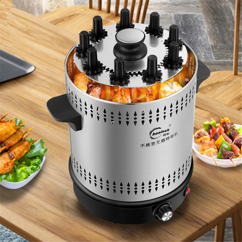 
360 auto rotated roasting pork electric bbq grill machine with oil separation cup 