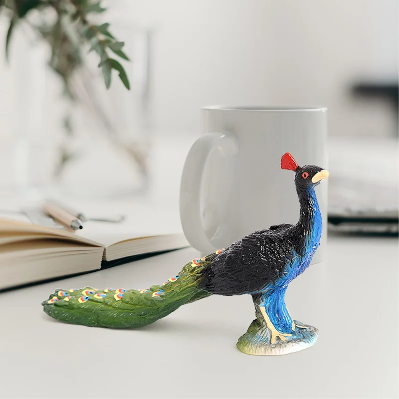 Wholesale Solid PVC Simulation Statue Model Big Peacock Bird Model Animal Figurines Toys