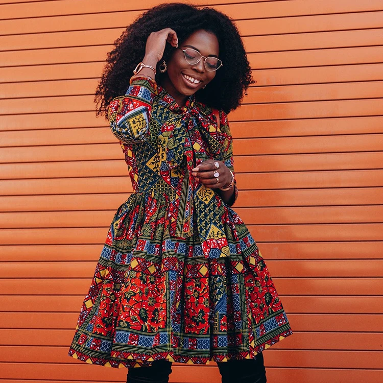 Spring and Autumn New Digital Printing African Style Models Long Sleeved Dress Fashion Casual Dresses for Womens