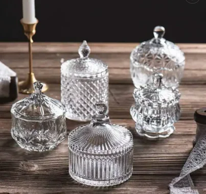 Hintcan  sells the most new products Wedding decoration transparent glass with lid candle jar candy box snack jar