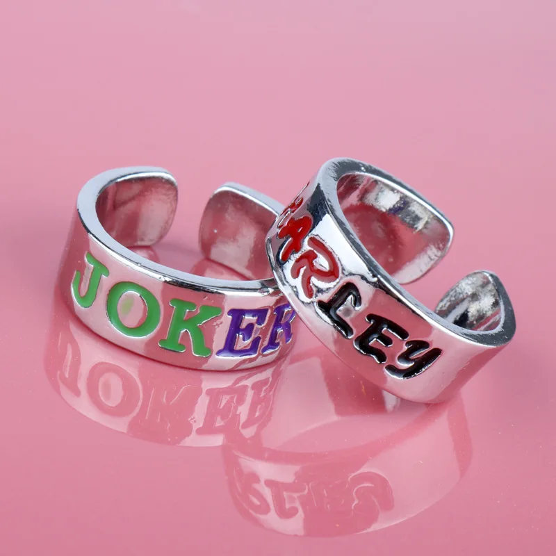 Wholesale Simple Couple Rings Harley Quinn And Joker Ring Open Adjustable Letter Friendship Rings For Women Men