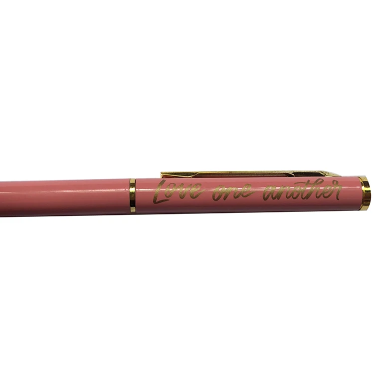 Amerpromo Gift Promotional Ball Pen Customized Logo Black White Slim Metal Body Twist Ballpoint Pen