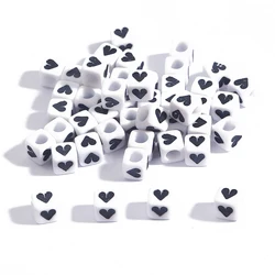 100pcs/Pack 6x6mm Plastic Acrylic English White Cube Letter Beads Alphabet Beads Text Beads