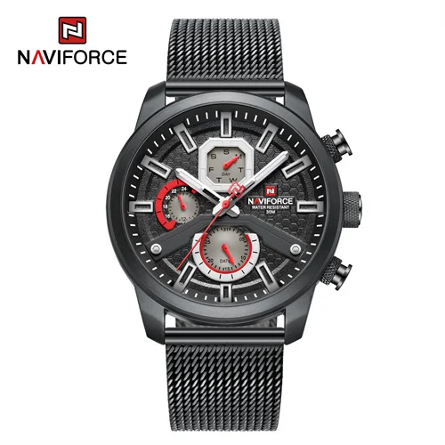 Naviforce 9211S New Design Waterproof Mens Fashion Two Tone Color Sports Milanese Wrist Watch
