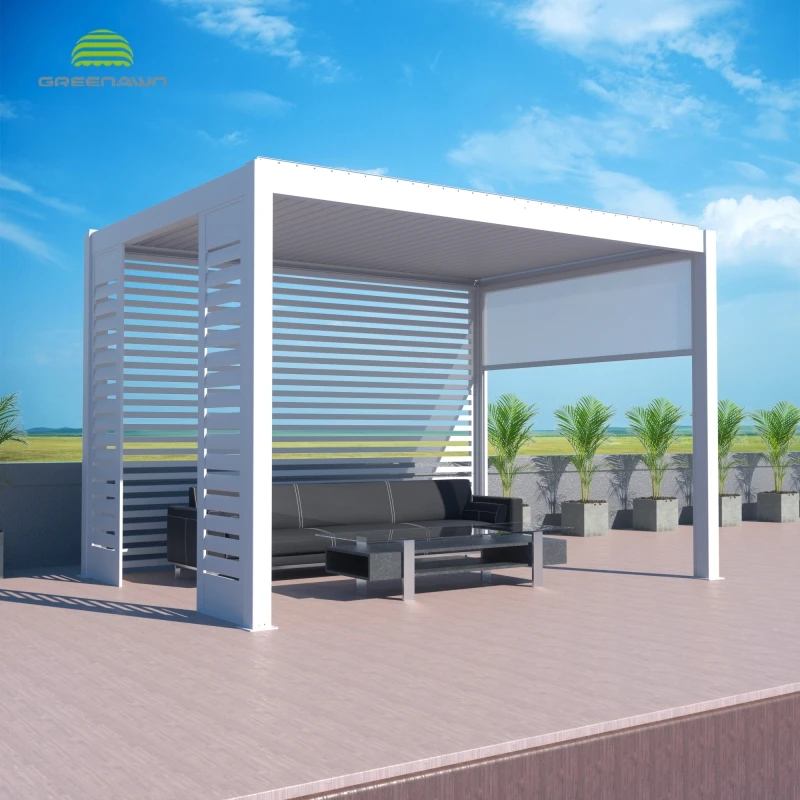Customized framed canopy aluminum motorized balcony roof garden pool pergola with 2 pillars