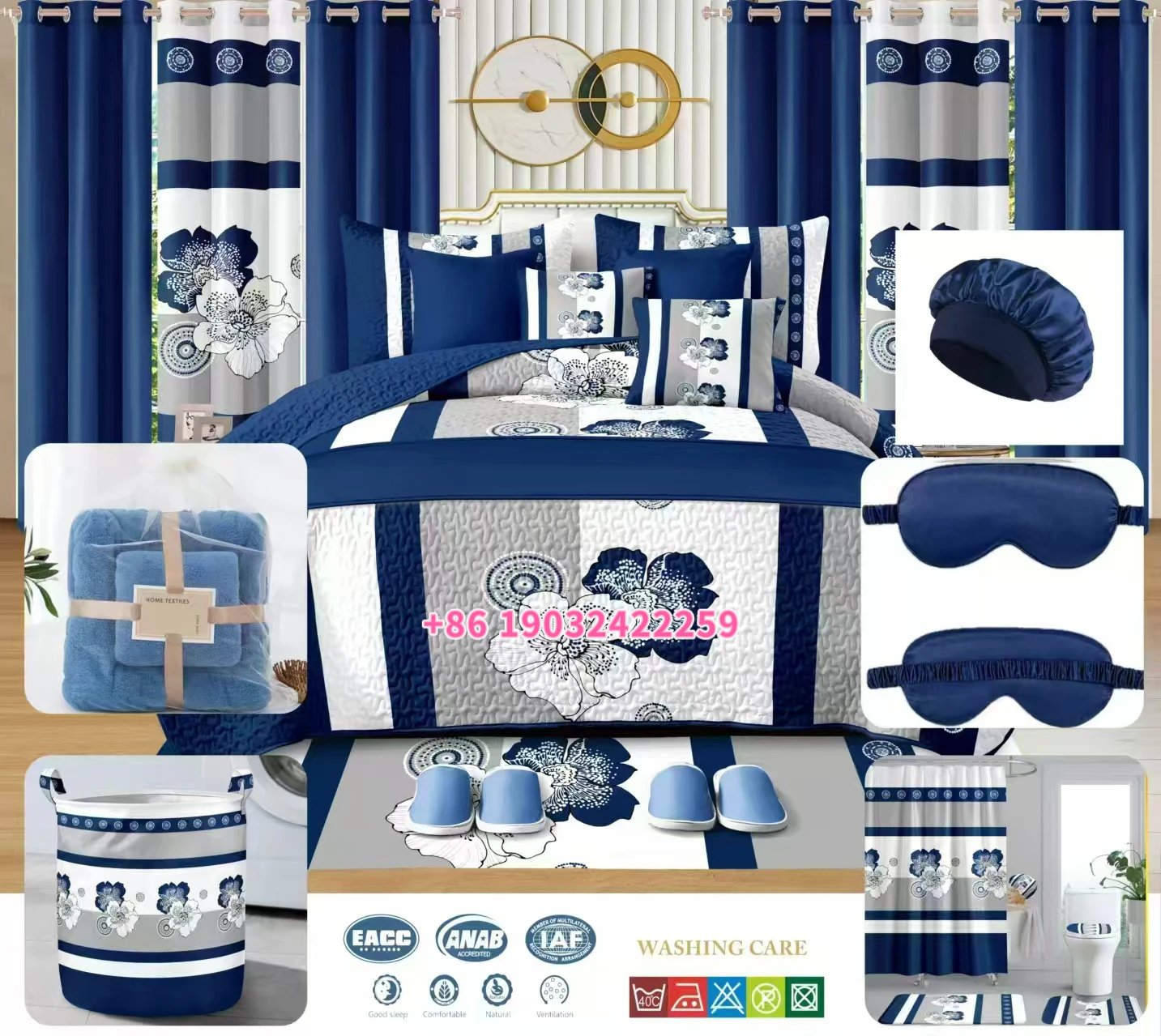 King Size 30pcs Bedspread with Curtains Fitted Bed Sheet Sets Bedroom Sets Sheets Bedding Set 30 Pieces Shower Curtain