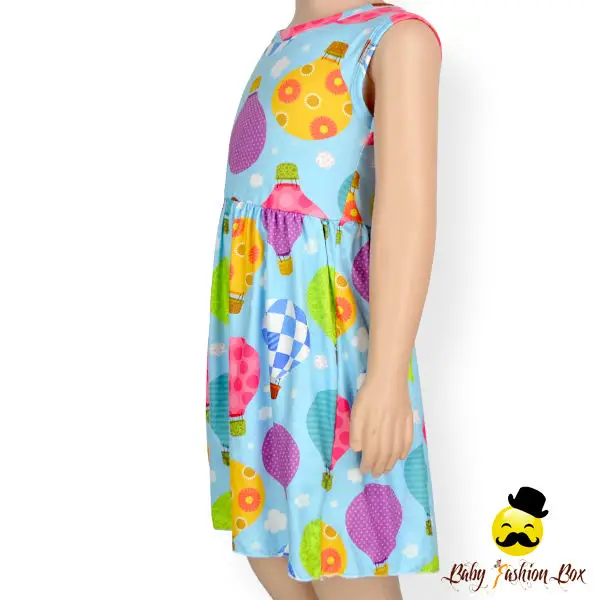 Yihong  Baby Girls Printed Hot Air Balloon Sleeveless Children Frock Design For 0 to 6 Years Old Girls