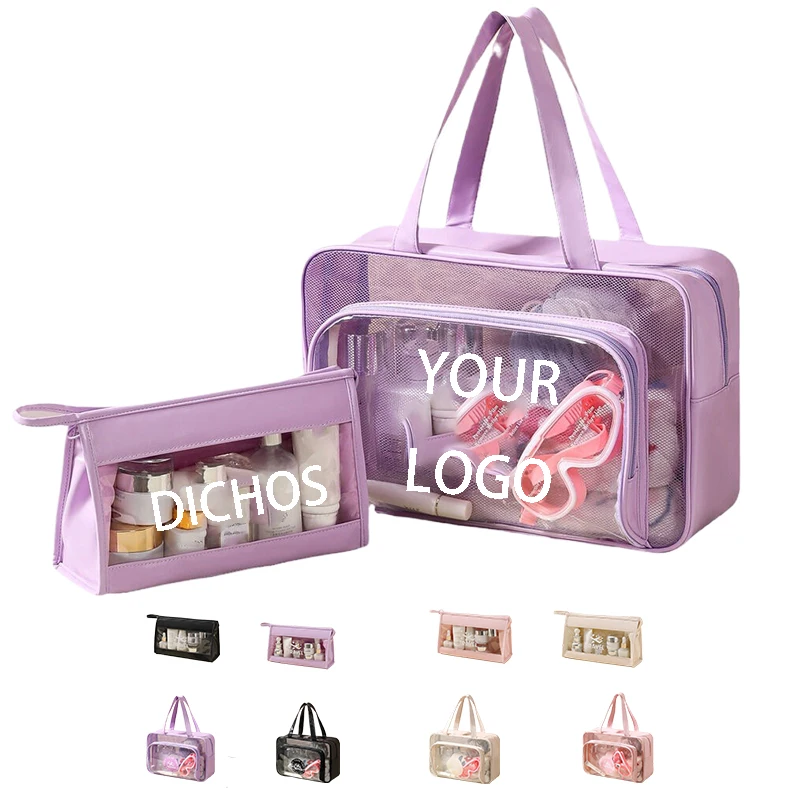 DICHOS PVC Portable Waterproof Fashion waterproof transparent PVC cosmetics storage bag Portable toiletry bag