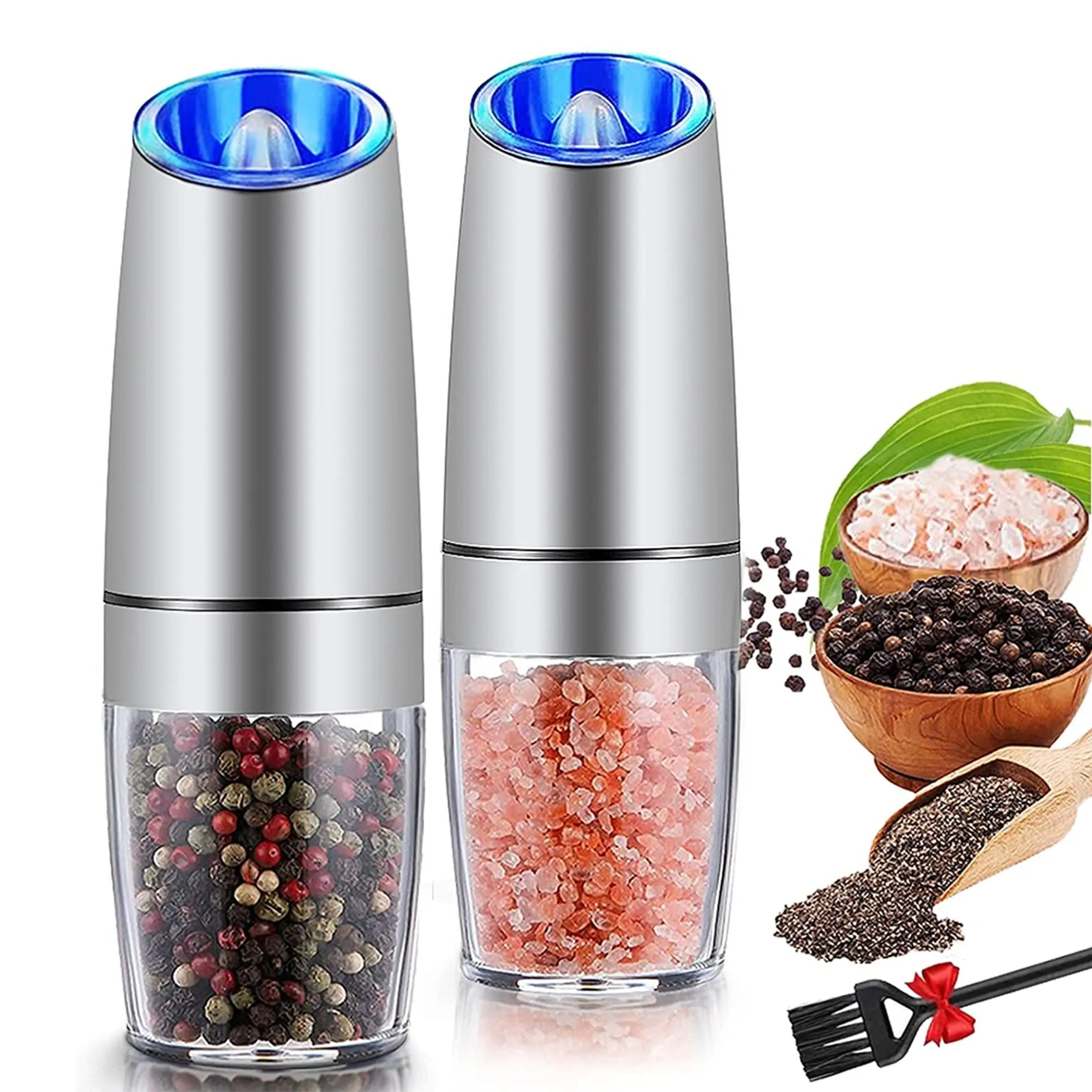 Amazon Factory manual salt and pepper mill shakers grinders seasoning empty spice glass bottle jars with grinder top