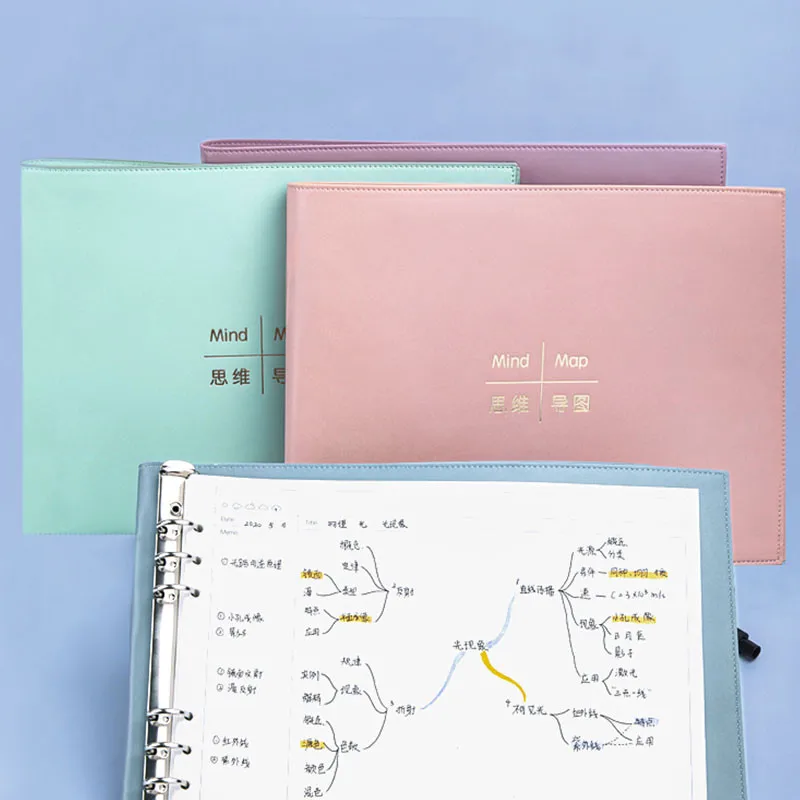Custom Daily Planners A4 Leather Mind Map Loose-leaf Notebook with Six Rings