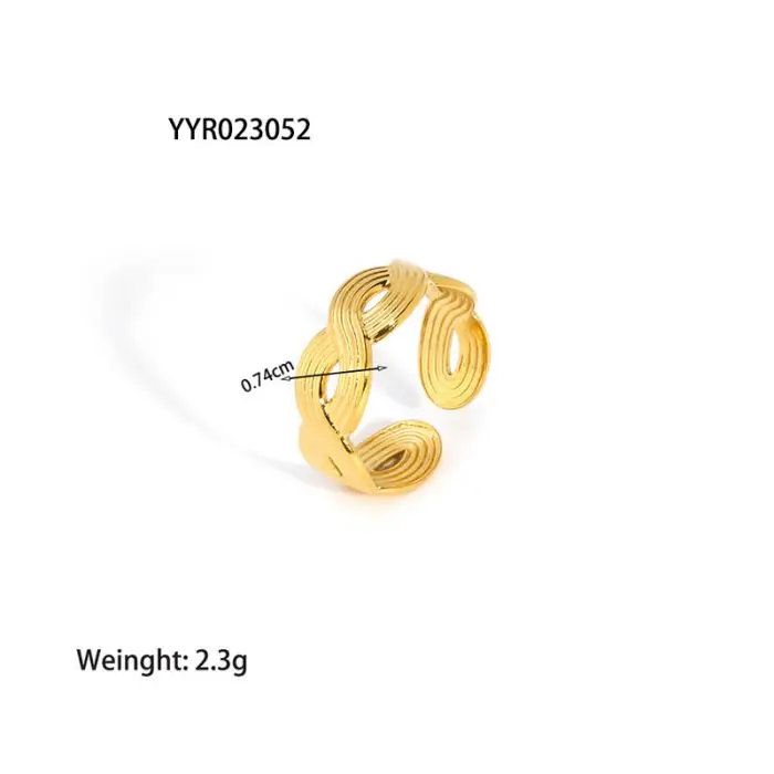 New stainless steel 18k Gold Plated open adjustable leaf heart chain Ring for Women jewelry