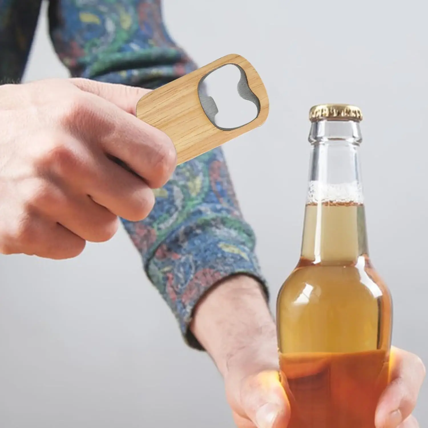 Portable Soda Beverage Opener Customized Jar Opener Keychain Wooden Beer Bottle Opener