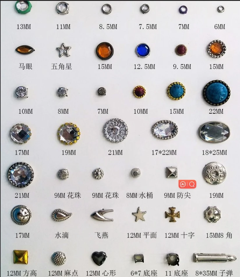 wholesale china price  full size and full style 4 prong nail rivet for leather rivet