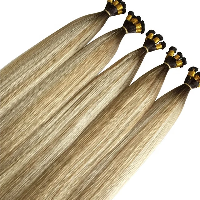 EX factory wholesale Top quality Silk Straight Handtied Hair Weft Russian human hair weft full cuticle intact