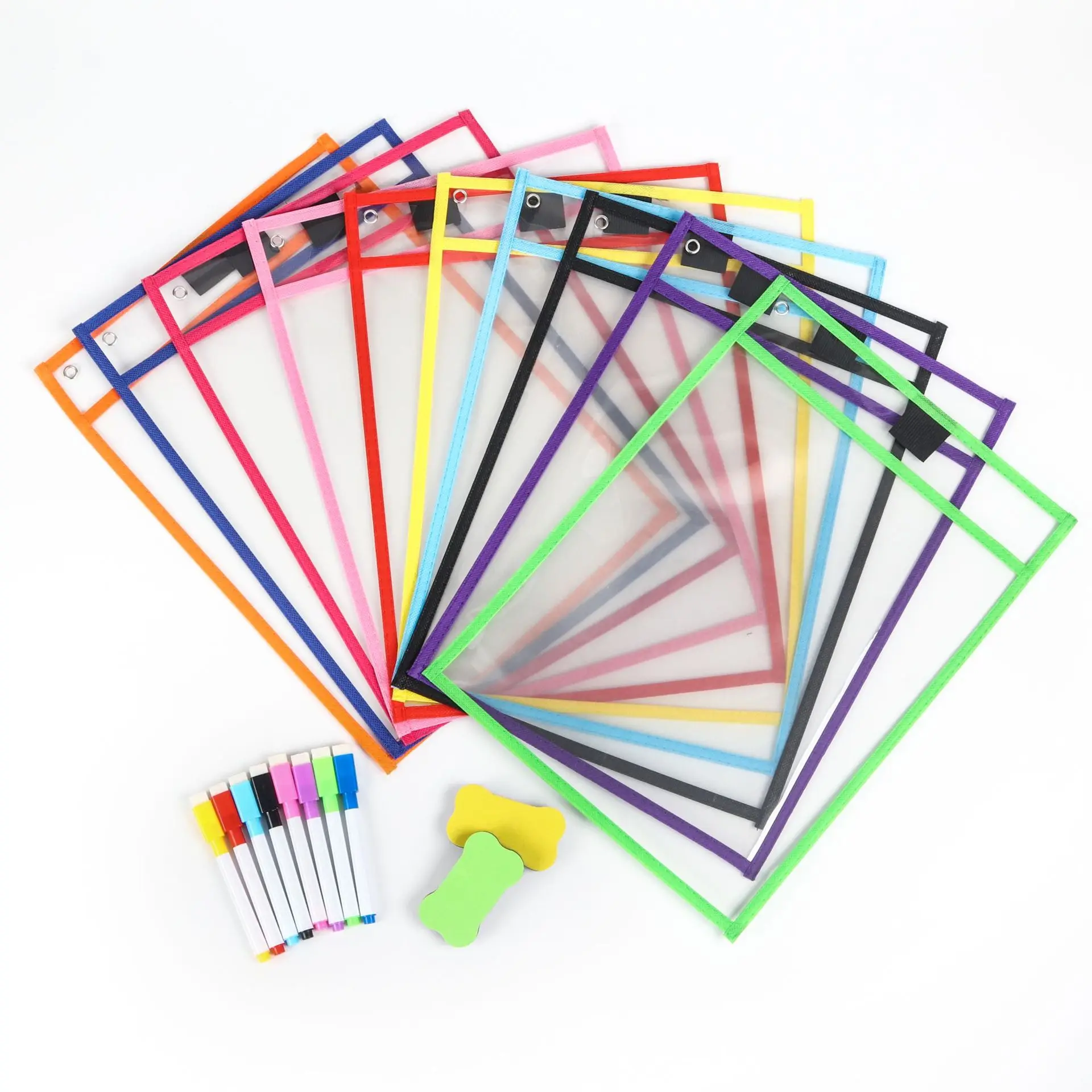 Heavy Duty Job Ticket Holders Dry Erase Document Holder Order Clear color Sleeves Plastic Work Pocket