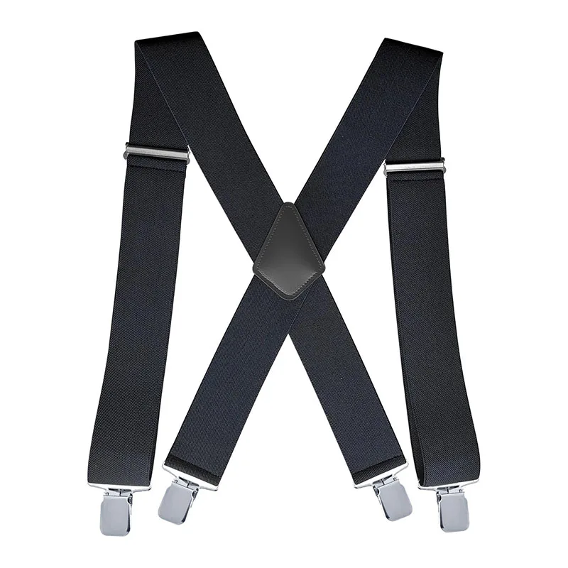 Wholesale Custom Muti-color Boy Girl X Shape Back Suspenders Elastic 4 Clips Suspenders for Men and Women
