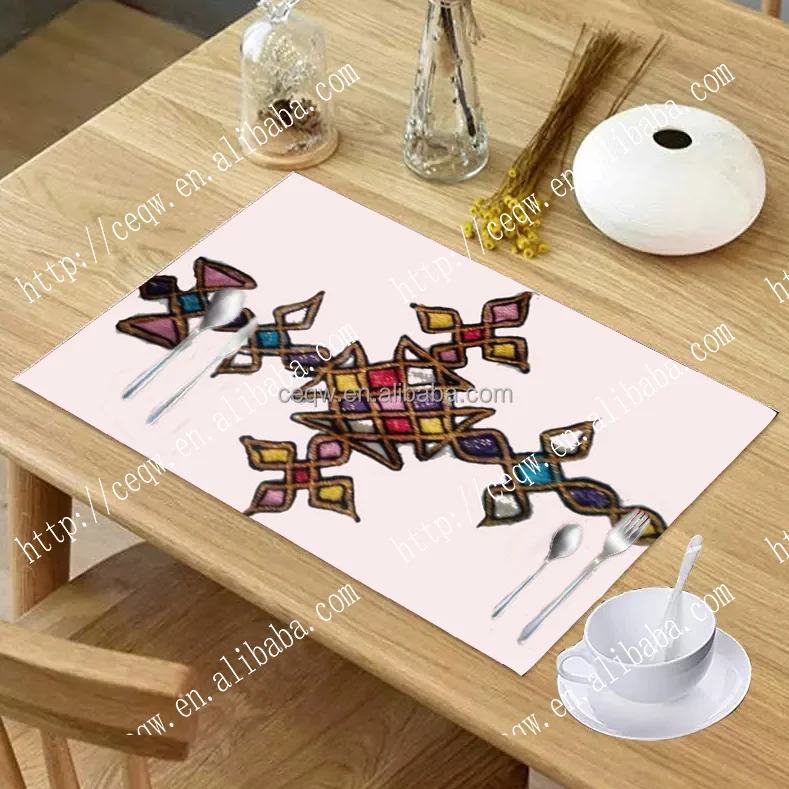 Customized Ethiopian Design printed hot sale waterproof table mat placemat desk mat