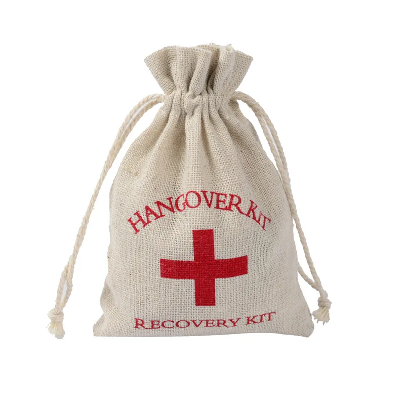 Wholesale Hangover kit bag recovery bag LOGO Printed Gift Canvas Cotton Drawstring bag