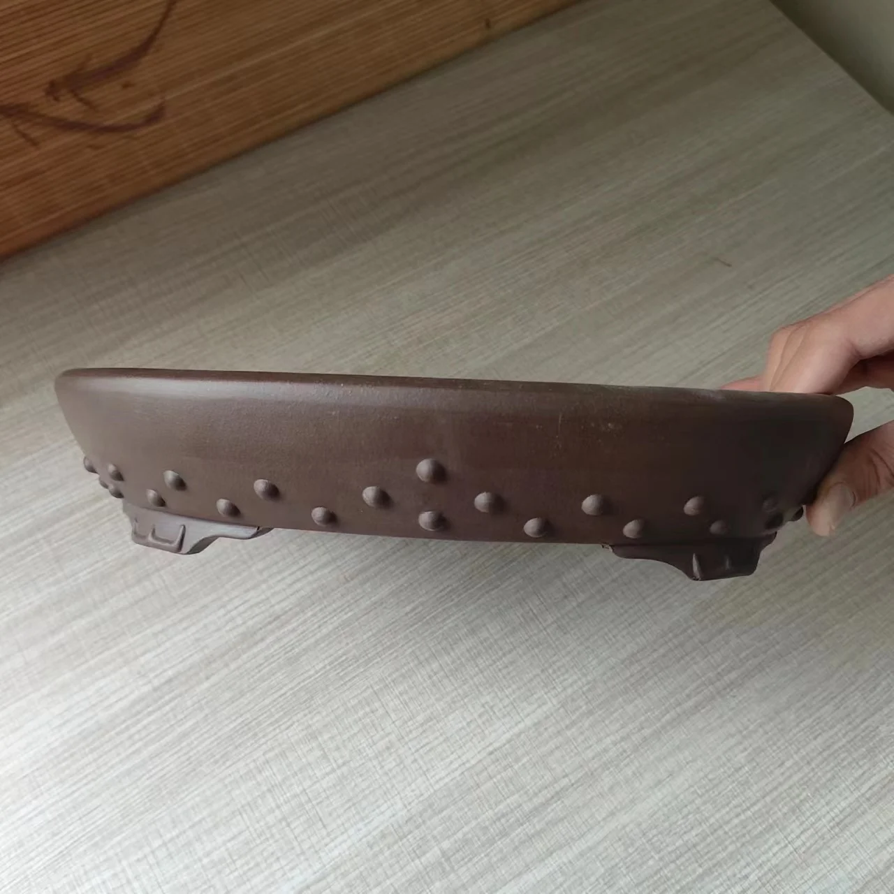 Yixing unglazed bonsai pots oval pots with rivets