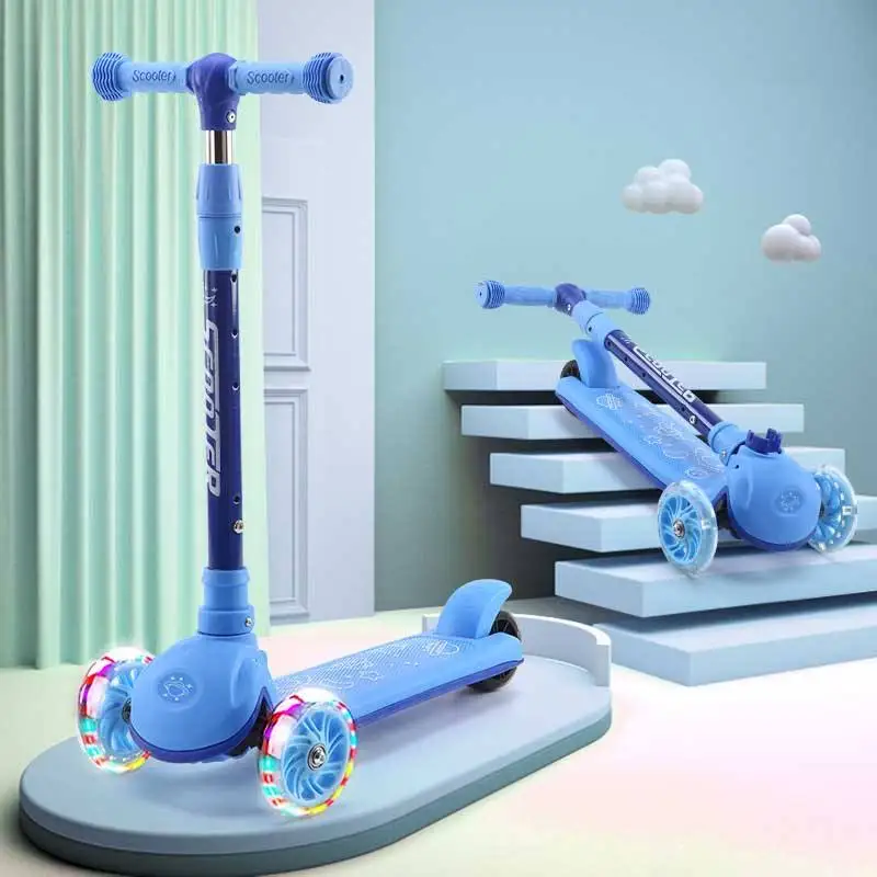 Manufacturer Baby Child Scooters 3 Wheels with Seat Pro Scooter Chinese for Kids PU Wheel Scooter Child 2 in 1 Pink or Blue