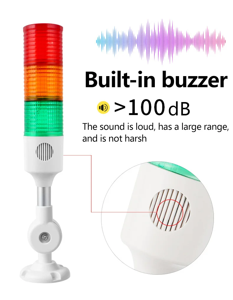 Factory DC 24V Industrial Machine Tool Warning Light LED Buzzer Three-color Alarm