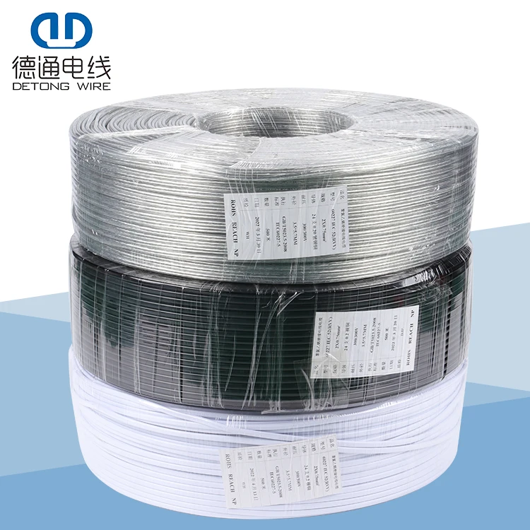 Modern Style 2 Core 1.0mm 0.75mm PVC Insulated Flat Rvv Copper Flexible Soft Electrical Wire