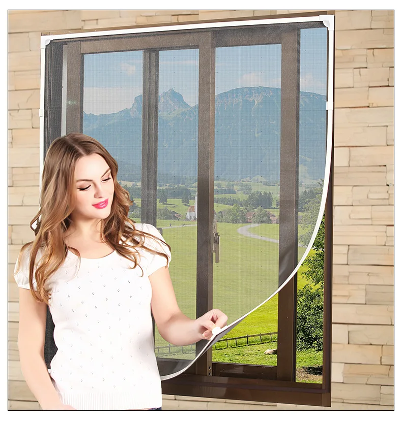 Diy Magnetic Window Screen Window Frames with Grey Mesh