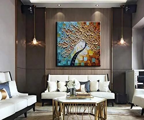 Impressionist Blossoming Almond Tree Flower Home Decor Hand Painted Canvas Oil Painting Wall Art Decoration Knife Oil Painting