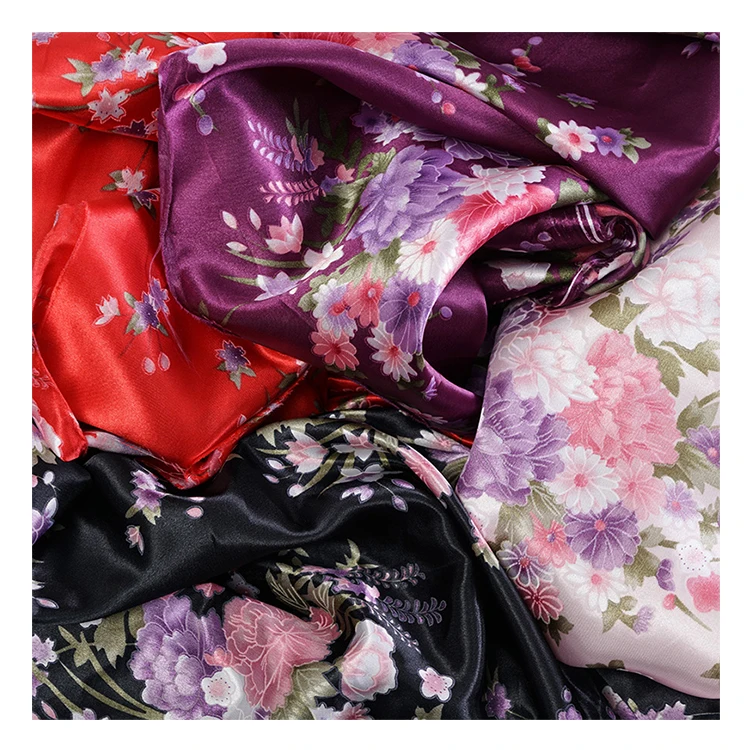 
Custom Satin Flower Print Polyester Spandex Satin Fabric For Sewing Women Cloth 