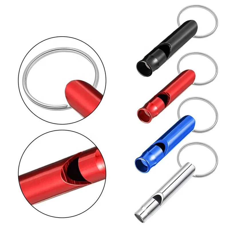 Custom Logo Hiking Camping Survival Aluminum Alloy Whistle with Key Chain Emergency Whistles of Multiple Colors