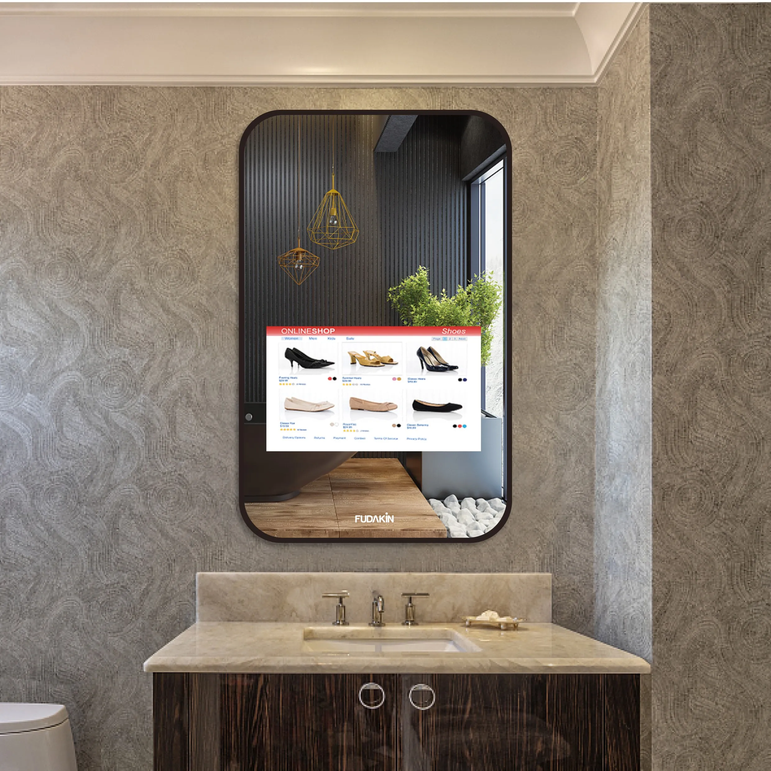 2024 Large New Smart Mirror with Wifi Full Function Glass TV Smart Android Led Mirror