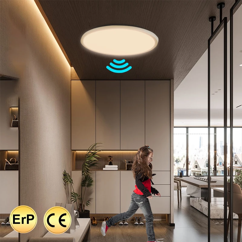 Emergency Motion Sensor Lighting Fixture Round White 18w 24w Smart Remote Wifi Led Ceiling Light