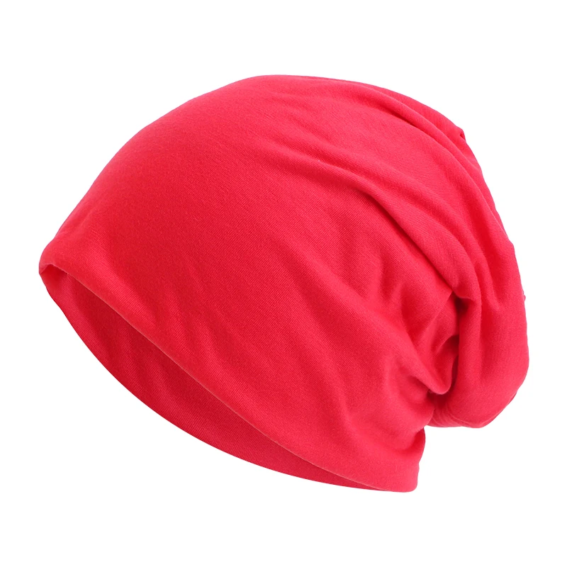 Comfortable Plain Soft Stretchy Cotton Warm Plain Color Slouchy Beanie Hat for Women Men Chemo Cap
