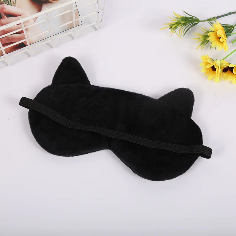 Cute cartoon embroidery cat eye mask office lunch break sleep protection eye mask plush comfortable shading eye mask