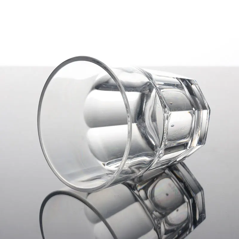 9oz Beach Pool Bar Polycarbonate Rock Glass Plastic Whiskey Cups Octagonal Whisky Glass