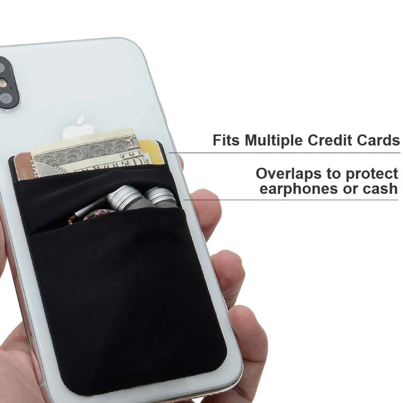 Lycra Phone Case Adhesive Pocket Back Phone Sleeves ID Card Pocket Lycra Phone Wallet Credit Card Holder