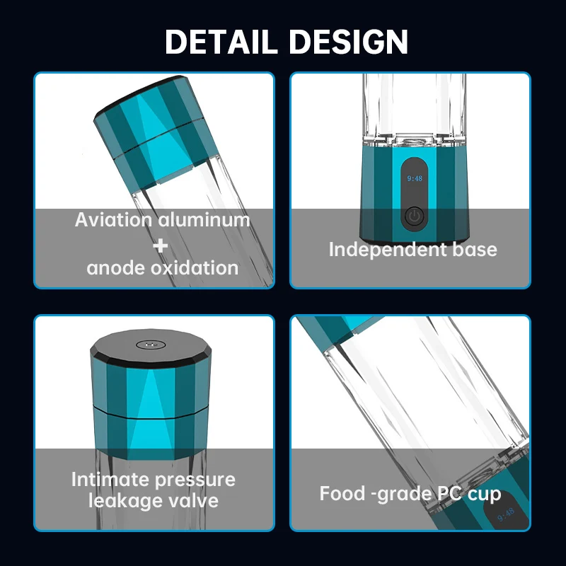 H2 Rich Hydrogen Water Ionizer Electrolysis Hydrogen Rich Water Glass Rechargeable hydrogen water bottle