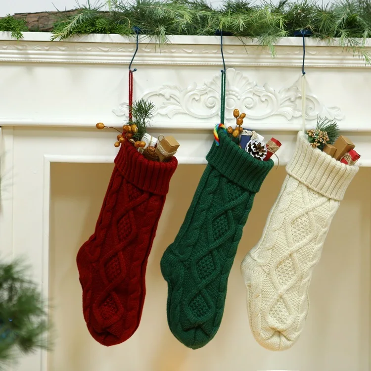 Wholesale Large 46CM knitted wall decoration candy bag gift bag socks ornament Christmas stocking