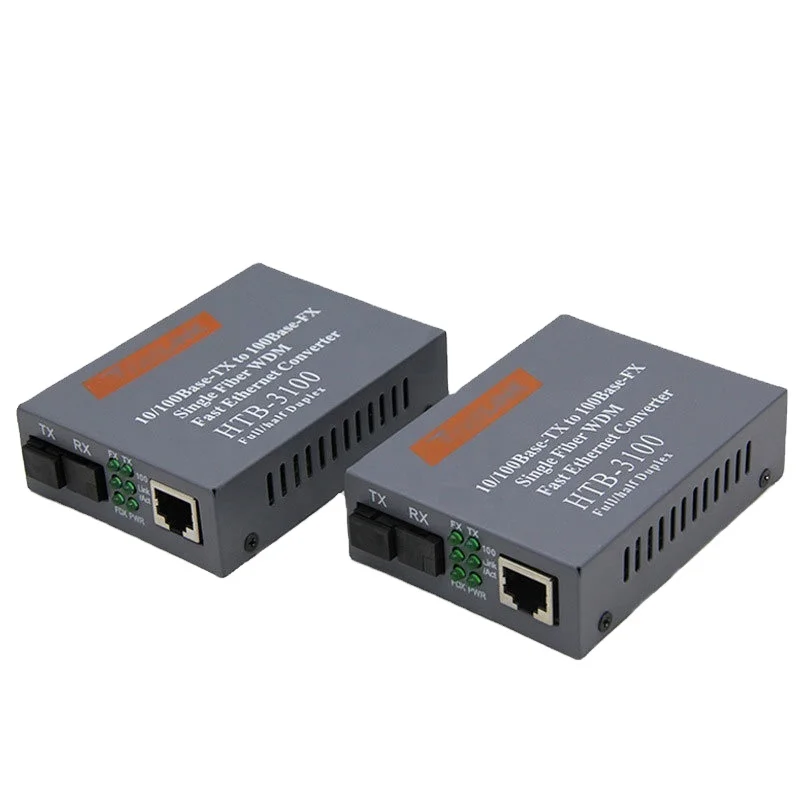 HTB-3100AB-25KM 100M External Singlemode Netlink Fiber Media Converter RJ45 Single Mode Single Fiber Optic Media Converter