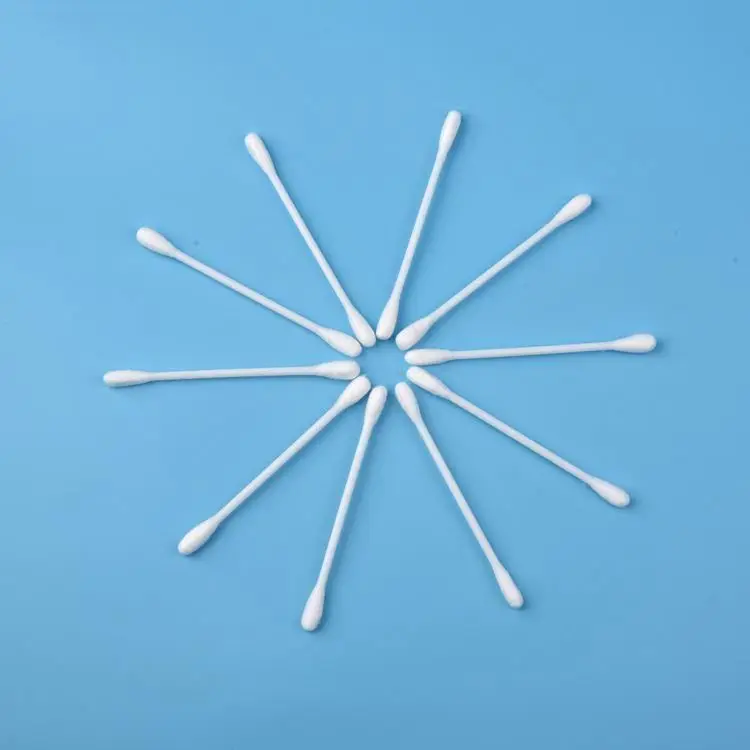 Cheap price high quality medical double round head cotton buds plastic stick premium pure sterile white cotton swab