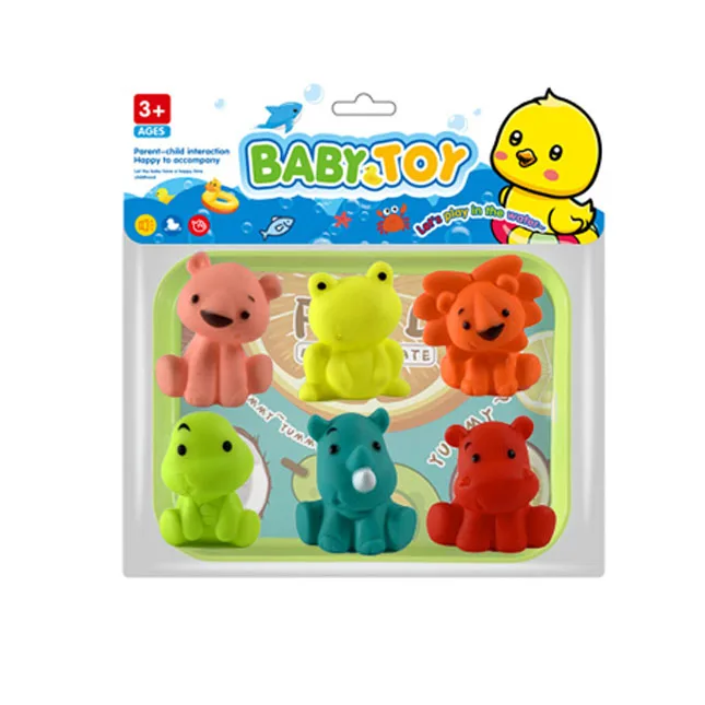2023 New 6 Pcs Animal Stress Toy Silicone Fidget Toy Colorful Dinosaur Figure Toy