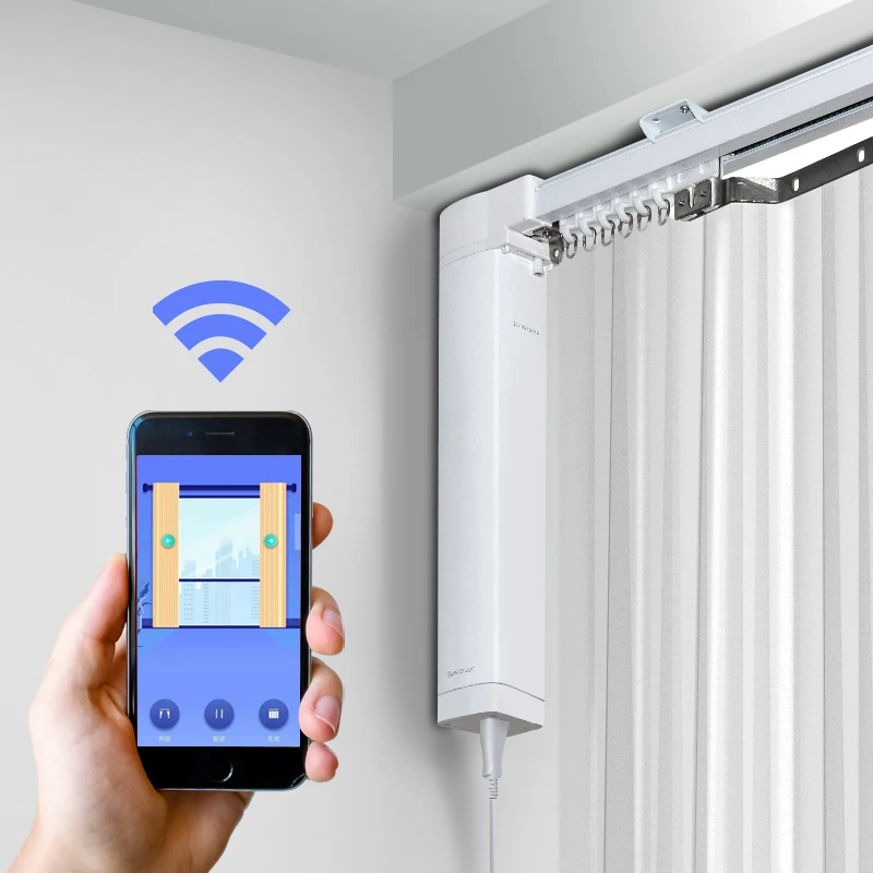 Free Sample Low Price Tuya Automatic Electric Wifi Motor Aluminium S Fold Somfy Motorized Curtain Track System For Home Office