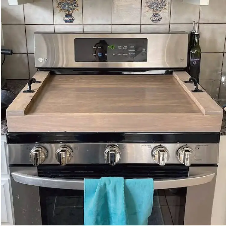 Wooden Electric Or Gas Wood Stove Top Cover Tray Thickened Noodle Board For Kitchen Stove Decoration