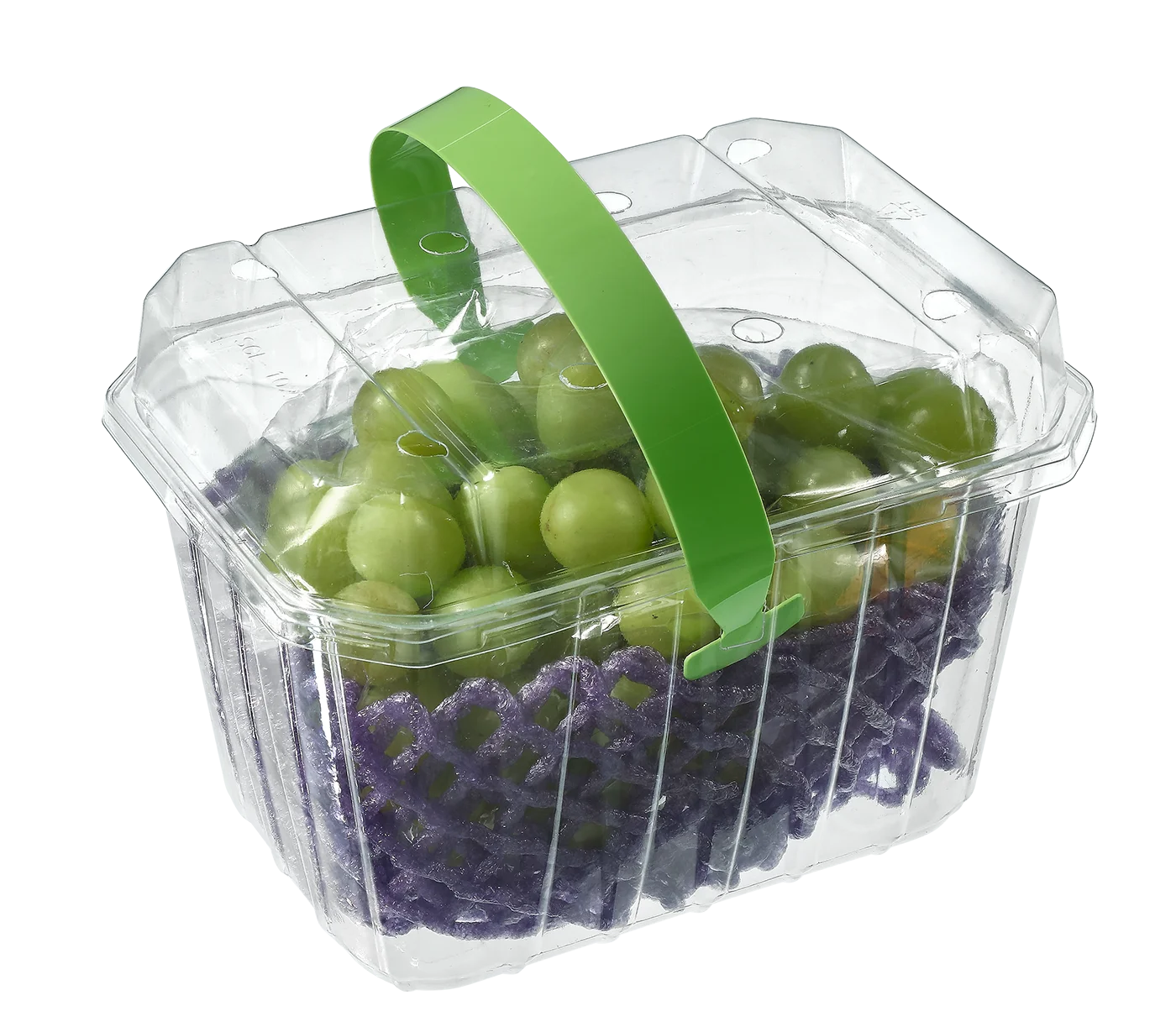 High Quality Disposable PET Plastic Fruit Box with Handle Takeaway Container Fruit Basket for gift or picnic