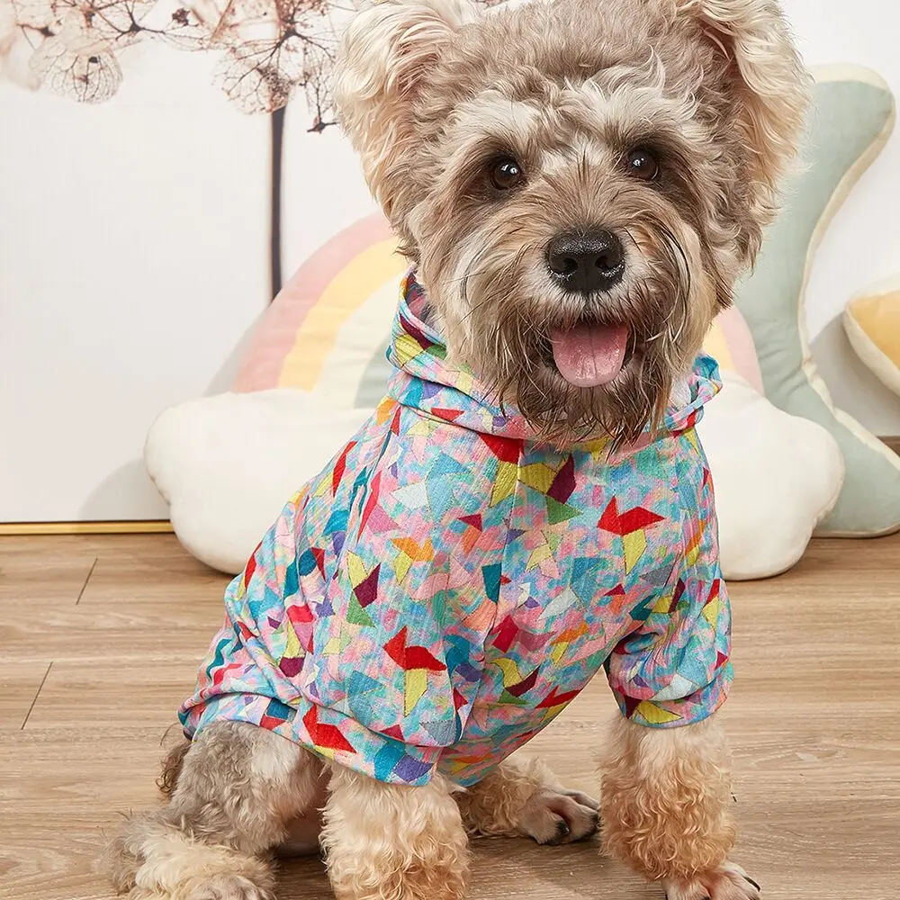2022 new pet clothes geometric print pet hoodie dog and cat clothes wholesale