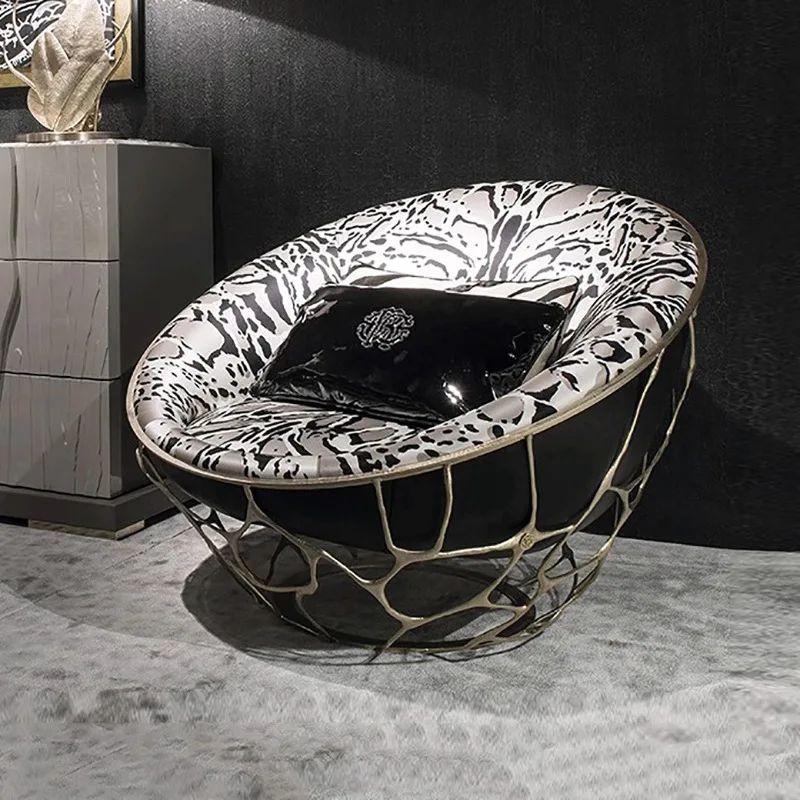 BillionPlus Furniture Luxury Modern Brass Coral Fabric Leisure Accent Lounge Chair Metal Home Hotel Lobby Living Room Chair